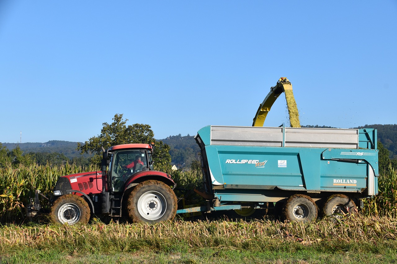 corn silage tractor field