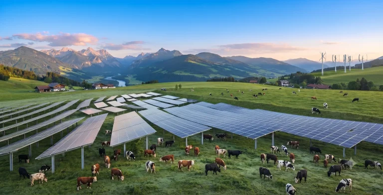 Nestlé errichtet 4,5-Megawatt-Solaranlage über Weidefläche in Bayern